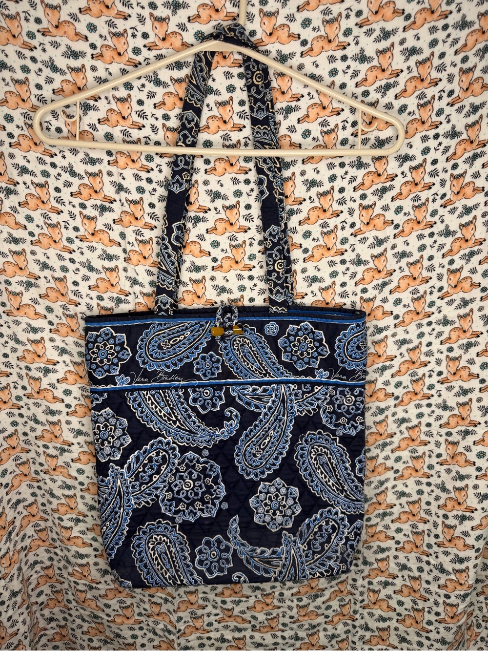 Vera Bradley Navy Blue Paisley Quilted Tote